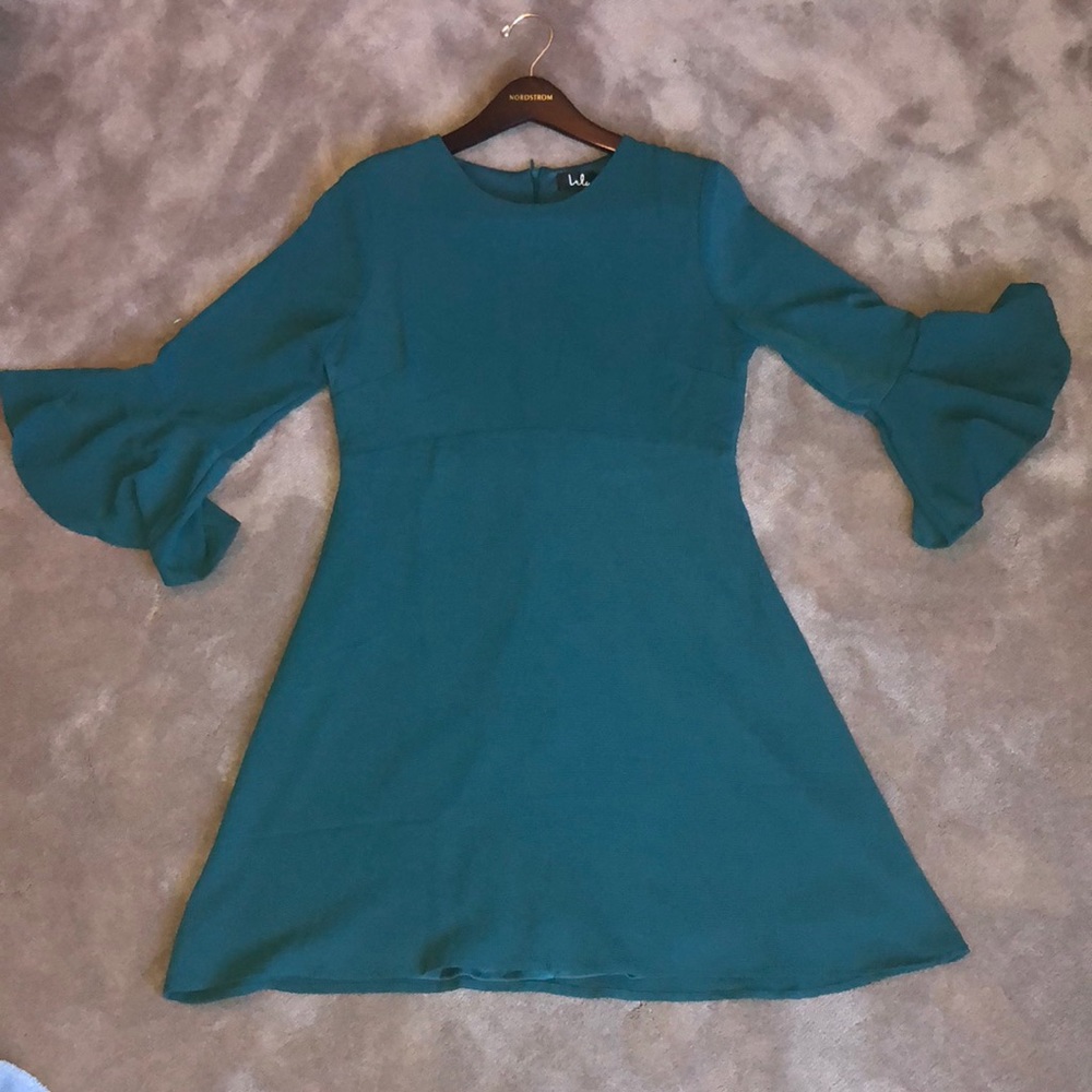 Lulus Turquoise Bell Sleeved Dress